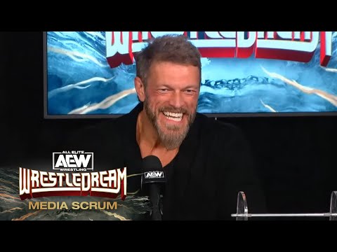 &quot;Rated R Superstar&quot; Adam Copeland joins #AEW CEO &amp; GM Tony Khan at the AEW WrestleDream Media Scrum