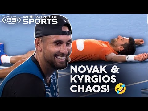 Kyrgios &amp; Djokovic&#039;s hilarious exhibition match gets out of hand! 🤣 | Wide World of Sports
