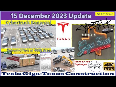 Over 50 Cybertrucks! S Extension Grows, DIE Shop Area Paved!15 Dec 2023 Giga Texas Update (08:35AM)