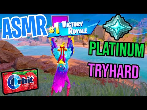 ASMR Gaming 🤩 Fortnite Ranked Platinum Win! Relaxing Gum Chewing 🎮🎧 Controller Sounds + Whispering💤