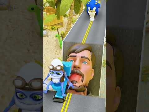 Jump Over Giant MrBeast into Pit vs Mario &amp; Sonic &amp; Jax Digital Circus and Shrek Car