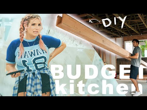 Budget Kitchen Makeover Magic: DIY Giant Faux Beams &amp; More!