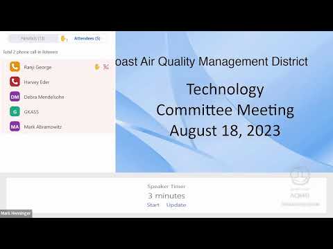 South Coast AQMD Technology Committee Meeting - August 18, 2023