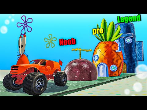 Testing Spongebob Cars vs MASSIVE Speedbumps in GTA 5