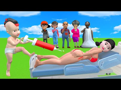 Scary Teacher 3D vs Squid Game Rescue Injection For drowning Squid Doll 5 TimeS Challenger Who Best?